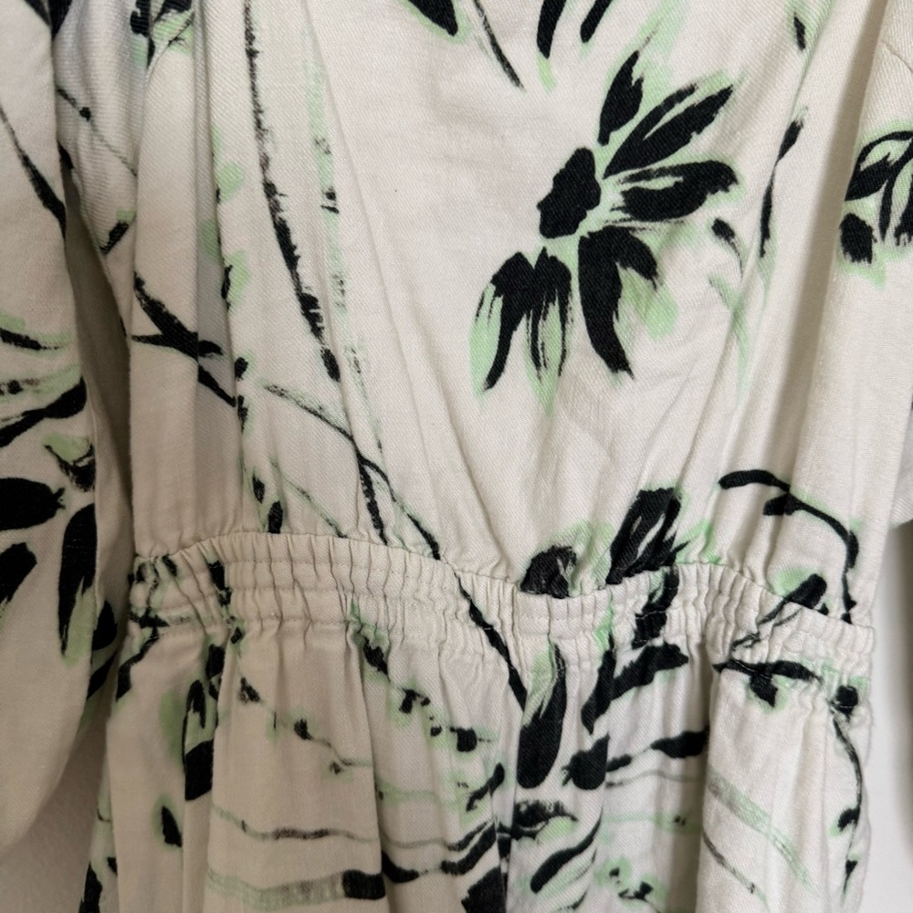 Tanya Taylor White and Black Leaf Print Romper - Picture 5 of 9